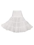 Wikoan Enaguas Cortas para Mujer Vintage Enaguas de 50's Retro Oscilación de 1950 Rockabilly Blanco con Volante Blanco Marfil,XL