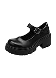 Plataforma para Mujer Mary Janes Zapatos Sweet Toe Tobillo Lolita Gótico Plataforma Vestido Bombas Zapatos Gruesos Zapatos de Plataforma Zapatos de Vestir de Charol