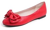 Feversole Women's Round Toe Cute Bow Trim Ballet Flats, Bailarinas de Punta Redonda Decoradas con Lazo de Mujer Bonita