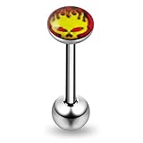 Azario London - Piercing para lengua, acero quirúrgico 316L, diseño de calavera