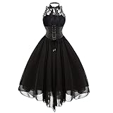 kinstell Vestido de corsé gótico sin mangas para mujer, vintage, floral, encaje, cóctel, formal, Halloween, punk, hippie