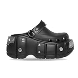Pantuflas Zapatillas Femeninas De Verano Plataforma De Remaches Punk Zapatillas Accesorios Metálicos Creativos Zapatos Casuales Toboganes Femeninos Al Aire Libre-Negro-44-45