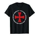 Cruz Templaria con Lema Templario Efecto Desgastado Vintage Camiseta