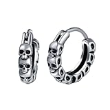 Yumilok Pendientes aro para mujer: Acero inoxidable calavera Pendientes para hombre todas las ocasiones - perfecto para la fiesta de hip hop rock y bar fiestas, conciertos