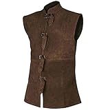 YOUYING Chalecos medievales para hombre, cuello en V, con cordones, estilo gótico, renacentista, sin mangas, ajustado, casual, retro, punk, pirata, chalecos, Aa# Marrón, XL