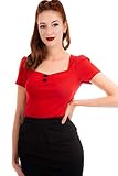 Ro Rox Doris Top Camiseta Pin Up 1950 Vintage Retro Rockabilly Pinup - Rojo (XS)