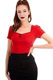 Ro Rox Doris Top Camiseta Pin Up 1950 Vintage Retro Rockabilly Pinup - Rojo (2XL)