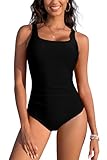 SHEKINI Push Up Bañador de Una Pieza para Mujer Traje de baño de Una Pieza con Aros Bañador Mujer Sexy(S, Negro)