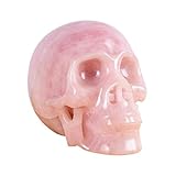 VOSAREA Jade Craft - Figura decorativa de calavera de cristal realista, diseño de cráneo natural, piedra de reiki humana para decoración del hogar (rosa)
