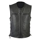 Allbestop Chaleco de color sólido para hombre Chaleco de abrigo de cuero punk de la de motocicletas Chaqueta Hombre Barata (Black, L)