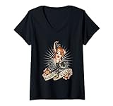 Mujer Chica Rockabilly Vintage Retro Sirena Tattoo Pin Up Camiseta Cuello V