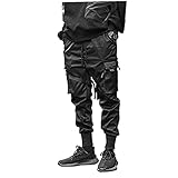 Yililay Pantalones para Hombres, Pantalones para Hombre Pantalones de Carga Harem Pantalones Monos Hiphop Punk Pantalones Pastel Pastel Deporte para Hombres Negros Black S