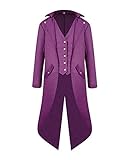 VERNASSA Hombres Steampunk Retro Chaqueta, Gótico Vintage Victorian Coat,Abrigo Renacentista Medieval Tailcoat para Halloween Christmas Cosplay Party Carnival Festival