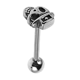 Mikinona Anillo De Lengua Con Cabeza De Calavera, Joyería Punk Para Piercing Corporal De Acero Inoxidable, Anillos Para Lengua De Acero, Gótico, Grunge, Punk, Joyería Para Piercing De