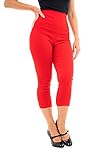 Ro Rox Pantalones Piratas Ella Capri Vintage Retro Pinup 1950 - Roja (XL)