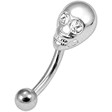 Monster Piercing Piercing de Plata de Ley con diseño de Calavera de Ojo de Piedra de Cristal con Acero quirúrgico Calibre 16, Cristal