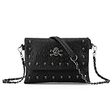 LHHMZ Bolsos góticos de la calavera del hombro de las mujeres Remache de calavera negra Bolso bandolera