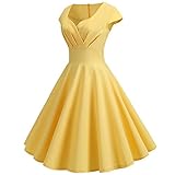2023 Vestidos Largo para Mujer, Moda Colores sólidos Fiesta Vestido de Noche Vintage Retro 1950s Cuello en V Manga Corta Elegante Verano Suelto Vestidos de Cóctel Larga Casual Vestido Vestir