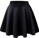 C K CrisKat Falda Corta/Midi Mujer Elástica Plisada Básica Patinador Básica Falda Tenis (S, Negro Satén)