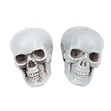 Healifty 2pcs Halloween cráneo apoyos plástico mini realista cráneo esqueleto ornamento para casa encantada decoración fiesta miedo broma accesorio (blanco)