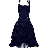 Vestido gótico de Mujer Retro Halloween Punk Cosplay Vestido Largo de Verano-Vestido Punk Azul Marino-L