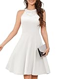 Bbonlinedress Vestidos Mujer de Cóctel Vintage Elegantes años 50 para Bodas Fiesta Bailar Cuello Halter Ivory XL