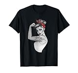 Retro Vintage Girl Power Pin Up Art Moderno RosietheRiveter Camiseta