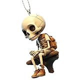 Decoración del Llavero de Calavera - Accesorio Colgante de automóviles, Etiqueta de Adorno acrílico | Diseño único de de cráneo 2D, Colgante de Espejo Trasero del automóvil para Estilo automot