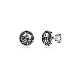 PHNIBIRD Pendientes de plata para hombres, pendientes de plata vulcanizada, pendientes de calavera oscura, para hombres, novios