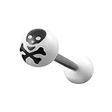 Taffstyle Piercing para lengua, de plástico, con logotipo, bola de calavera