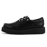 T.U.K. Anarchic Creeper by Zapatos de Cuero para Hombres y Mujeres - Color Black Leather - Gothic to Punkrock - Brothel Creepers - Zapatos de cuña con Cordones - Talla EU36