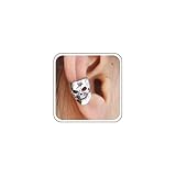 Cybche Pendientes de calavera gótica con forma de esqueleto de plata pendientes de clip de calavera humana pendientes no perforantes pendientes de clip en cartílago pendientes de calavera de Halloween