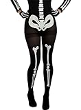 Funidelia | Pantys de esqueleto para mujer ▶ Esqueleto, Calavera, Terror - Accesorios para adultos, accesorio para disfraz - Negro