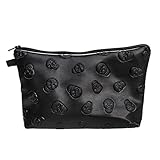 Cuigu - Bolsa organizadora de maquillaje, diseño de calavera multifunción impermeable, para monedas, estuche