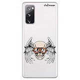dakanna Funda para [ Samsung Galaxy S20 FE/FE 5G ] de Silicona Flexible, Dibujo Diseño [ Calavera Motera con alas y Gafas ], Color [Fondo Transparente] Carcasa Case Cover de Gel TPU, Smartphone