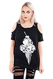 Ro Rox T-Shirt Camiseta Hombros Cut-out Calaveras Cucurucho de Helado Gótica Goth - (XS)