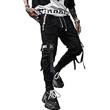 XYXIONGMAO Pantalones deportivos para hombre, estilo hip hop, estilo harén, ropa de calle, tácticos, Negro -, Medium