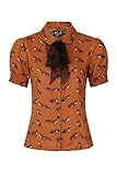 Hell Bunny Blusa Vixey Zorro Vintage Retro - Marrón (M)