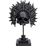 KARE Objeto deco King Skull negro 49cm, Objeto decorativo mesa vanguardia, calavera, poliresina negro, hecho a mano, pintado a mano, 20x31.5x48.5cm
