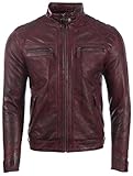 Aviatrix Chaqueta Biker De Cuero Autentica para Hombre con Diseno De Hombros De Diamante (44T9)