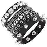 AYNKH 3PCS Punk Rock pulsera,Punk Emo pulsera incrustacione, pulsera puño, hombres mujeres 80's brazalete gótico, brazalete ajustable Wrap muñeca, rienda suelta rebelde Accesorios Alma, Concierto