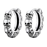 PROSTEEL Pendientes Goticos Hoop Aros de Calaveras Piercing de Oreja, Pendientes de Hombres Mujeres Aros Acero Inoxidable