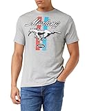 Ford Mustang Stripes Camiseta, Gris Deportivo, X-Large para Hombre