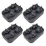 Liwein 4 Pcs 3D Cubo De Hielo del Cráneo Molde de la Bandeja,Flexible Alimentos Grado Silicona 3D Cubito Calavera Molde Bricolaje Fabricador de Cubitos de Hielo para Whisky Vino Cóctel