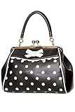 Bolsito con manilla superior de Banned Crazy Little Thing de estilo Vintage 50s Rockabilly con lunares - Negro & Blanco