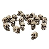 YEJAHY 20 minifiguras de calaveras realistas de Halloween, diseño de calavera, minicalavera, para casa embrujada, fiesta de terror de Halloween, decoración para Halloween