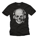 MAKAYA Camisetas Calaveras Hombre - Negro L