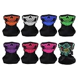 Shengxi 8 Piezas Pasamontañas de Calavera Máscara de Calavera sin Costuras Multifunción Bandana Pasamontañas Transpirable Esqueleto Tubo Máscaras para Ciclismo Esquí Motocicleta Hallowmas