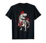 Punk Rock T-Rex Mohawk tocando guitarra Rock n' Roll dinosaurio Camiseta