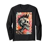 Vintage Graffiti Biker Rocker Cráneo Punk Cráneo Manga Larga